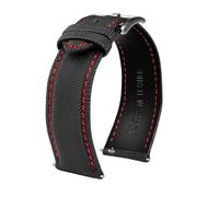 BWBVHRHZY 20mm 21mm 22mm 23mm 24mm Nylon Cowhide Sole Watchband Fit For Tag Heuer Fit For Citizen Fit For Seiko No.5 WATCH Men Women Canvas Fabric Watch Strap(Black red silver,20mm)