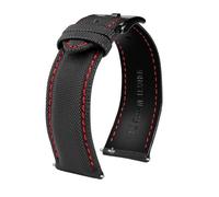 BWBVHRHZY 20mm 21mm 22mm 23mm 24mm Nylon Cowhide Sole Watchband Fit For Tag Heuer Fit For Citizen Fit For Seiko No.5 WATCH Men Women Canvas Fabric Watch Strap(Black red black,24mm)