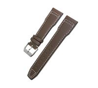 BWBVHRHZY 20mm 21mm 22mm Leather Watchband Fit For IWC Big Pilot's Watch Pilot Spitfire Fit For Princekin Mark Watch Strap(Brown white,21mm)