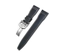 BWBVHRHZY 20mm 21mm 22mm Leather Watchband Fit For IWC Big Pilot's Watch Pilot Spitfire Fit For Princekin Mark Watch Strap(Black white Round,21mm)