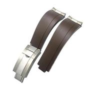 BWBVHRHZY 20mm 21mm Rubber Short Buckle Watchband Fit For Rolex Fit For Daytona Submariner Role OYSTERFLEX Yacht Master Small Wrist Silicone Strap(Brown-Buckle-Link,21mm)