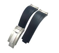 BWBVHRHZY 20mm 21mm Rubber Short Buckle Watchband Fit For Rolex Fit For Daytona Submariner Role OYSTERFLEX Yacht Master Small Wrist Silicone Strap(Black-Buckle-Link,20mm)