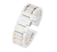 BWBVHRHZY 20mm 22mm Luxury Ceramic And Stainless Steel Black Gold Strap Fit For Samsung S2 3 4 Fit For Huawei GT Watch Strap Bracelet Wristband Belt(White X gold,22mm)