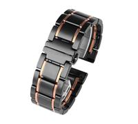 BWBVHRHZY 20mm 22mm Luxury Ceramic And Stainless Steel Black Gold Strap Fit For Samsung S2 3 4 Fit For Huawei GT Watch Strap Bracelet Wristband Belt(Black X rosegold,20mm)