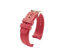 BWBVHRHZY Curved Interfaces WatchBand Fit For Citizen BN0190-15E/0191/0193 CA0718-13E CA4386/4385 Men Rubber Watch Strap Bracelet Accessories(Red-rosegold)