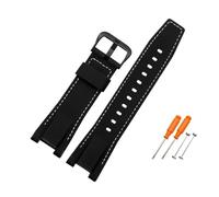 BWBVHRHZY Fit For G-SHOCK GST-210D/S100D/S110D/W110D/W300 Leather Nylon Canvas Watch Strap Black Brown Yellow Men Watchband(A Black white-black)