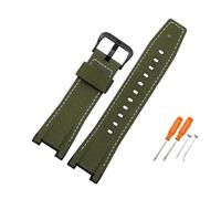 BWBVHRHZY Fit For G-SHOCK GST-210D/S100D/S110D/W110D/W300 Leather Nylon Canvas Watch Strap Black Brown Yellow Men Watchband(Green-black)