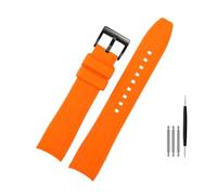 BWBVHRHZY Fit For Rolex Fit For Longine Fit For Citizen BN0193 Tudor Curved Interface Silicone Watchband Strap 19mm 20mm 22mm 21 Man Soft Bracelet Accessories(Orange black,21mm)