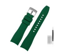 BWBVHRHZY Fit For Rolex Fit For Longine Fit For Citizen BN0193 Tudor Curved Interface Silicone Watchband Strap 19mm 20mm 22mm 21 Man Soft Bracelet Accessories(Green silver,24mm)