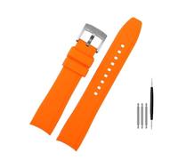 BWBVHRHZY Fit For Rolex Fit For Longine Fit For Citizen BN0193 Tudor Curved Interface Silicone Watchband Strap 19mm 20mm 22mm 21 Man Soft Bracelet Accessories(Orange silver,19mm)