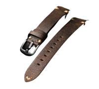 BWBVHRHZY Handmade head layer leather strap, 18 19 20 21 22MM brown Italian leather bracelet, old vintage style, men's bracelet(Brack buckle,20mm)