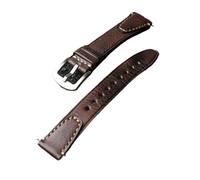 BWBVHRHZY Handmade Head Leather Strap, 18 20 22MM Rubbed Color Aged Genuine Leather Men's Watch Practice, Quick Release, Brown Bla(Brown Silver Buckle,22mm)