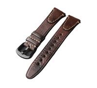 BWBVHRHZY Handmade Head Leather Strap, 18 20 22MM Rubbed Color Aged Genuine Leather Men's Watch Practice, Quick Release, Brown Bla(Brown Brack Buckle,22mm)