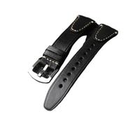 BWBVHRHZY Handmade Head Leather Strap, 18 20 22MM Rubbed Color Aged Genuine Leather Men's Watch Practice, Quick Release, Brown Bla(Brack Silver Buckle,22mm)