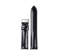 BWBVHRHZY Handmade Patent Leather Leather Strap, Quick Release 18 19 20 21 22MM Black Head Layer Men's Bracelet Vintage(B Silver Buckle,22mm)