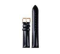BWBVHRHZY Handmade Patent Leather Leather Strap, Quick Release 18 19 20 21 22MM Black Head Layer Men's Bracelet Vintage(B rose gold,22mm)