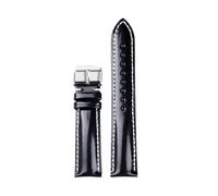 BWBVHRHZY Handmade Patent Leather Leather Strap, Quick Release 18 19 20 21 22MM Black Head Layer Men's Bracelet Vintage(A Silver Buckle,20mm)