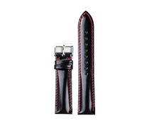 BWBVHRHZY Handmade Patent Leather Leather Strap, Quick Release 18 19 20 21 22MM Black Head Layer Men's Bracelet Vintage(C Silver Buckle,22mm)