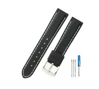 BWBVHRHZY Leisure Gentleman's Quick Release Silicone Watchbands Fit For Casio Fit For Tissot Fit For Citizen Fit For Seiko Fit For Rolex Moisturewicking Strap 18 20 22 24mm(Black white-Steel-K2,22mm)