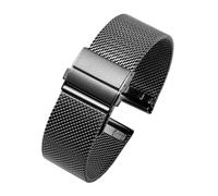 BWBVHRHZY Mesh Fit For Milanese Loop Watch Band Bracelet Stainless Steel Silver Black Wrist Watch Strap Deployment Clasp 16mm 18mm 20mm 22mm 24mm(Nero,20mm)