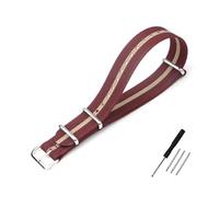 BWBVHRHZY Ribbed Watch Strap 20mm 22mm 18mm 19mm Rugged Nylon Military Straps Retro Watchband Braid Ballistic Fabric Bands(BURGUNDY KHAKI,22mm)