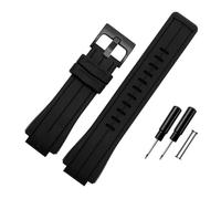 BWBVHRHZY Silicone Rubber Watch Strap 24 * 16mm Convex Joint Black Red Orange White Blue Lines Men Watchband Fit For Timex T2N720 T2N721 T2N739(Black black-B pin)