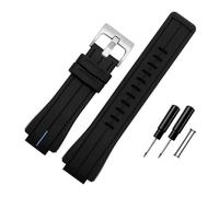 BWBVHRHZY Silicone Rubber Watch Strap 24 * 16mm Convex Joint Black Red Orange White Blue Lines Men Watchband Fit For Timex T2N720 T2N721 T2N739(Black blue-S pin)