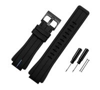 BWBVHRHZY Silicone Rubber Watch Strap 24 * 16mm Convex Joint Black Red Orange White Blue Lines Men Watchband Fit For Timex T2N720 T2N721 T2N739(Black blue-B pin)