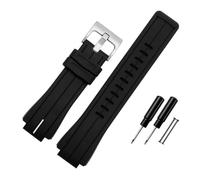 BWBVHRHZY Silicone Rubber Watch Strap 24 * 16mm Convex Joint Black Red Orange White Blue Lines Men Watchband Fit For Timex T2N720 T2N721 T2N739(Black white-S pin)