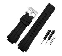 BWBVHRHZY Silicone Rubber Watch Strap 24 * 16mm Convex Joint Black Red Orange White Blue Lines Men Watchband Fit For Timex T2N720 T2N721 T2N739(Black black-S pin)