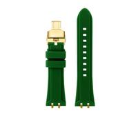 BWBVHRHZY Silicone Rubber Watch Strap 24mm Black Blue Orange Green Solid Color Men’s Watchband With Silver Gold Connector Fit For Tudor Royal(Green-Gold)
