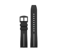 BWBVHRHZY Silicone Rubber Watch Strap Sports Black Red Green White Lines Men Replacement Watchband Bracelet Fit For CASIO EQB-1000(Black white-B pin)