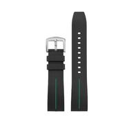 BWBVHRHZY Silicone Rubber Watch Strap Sports Black Red Green White Lines Men Replacement Watchband Bracelet Fit For CASIO EQB-1000(Black green-S pin)
