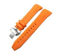 BWBVHRHZY Soft Rubber Silicone Watchband 22mm 21mm Fit For Tissot T120 Seastar T120417 Series Orange Black Diving Watch Strap(Orange Silver 1,21mm)