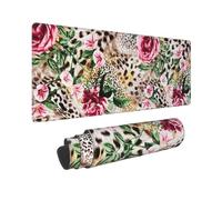 BWCMFCWH Animal Tiger Leopard Print Rose Flower Full Width Single-Sided Printed Oversized Keyboard Pad For Office Games And Learning, Suitable For Desktop Computers And Laptops