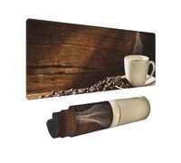 BWCMFCWH Coffee Cup And Coffee Beans Full Width Single-Sided Printed Oversized Keyboard Pad For Office Games And Learning, Suitable For Desktop Computers And Laptops