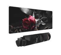 BWCMFCWH Gothic Black Roses Full Width Single-Sided Printed Oversized Keyboard Pad For Office Games And Learning, Suitable For Desktop Computers And Laptops