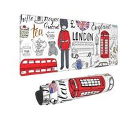 BWCMFCWH I Love London Full Width Single-Sided Printed Oversized Keyboard Pad For Office Games And Learning, Suitable For Desktop Computers And Laptops