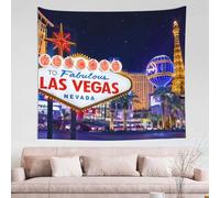 BWCMFCWH Las Vegas Night City Single Sided Printed Large-Sized (152x130cm) Wall Decoration Tapestrybreathableskin Friendlynatural Drapehigh Color Fastnessno Fading After Long-Term Use