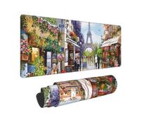 BWCMFCWH Paris Street Scene Eiffel Tower Full Width Single-Sided Printed Oversized Keyboard Pad For Office Games And Learning, Suitable For Desktop Computers And Laptops