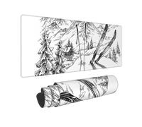 BWCMFCWH Skiing Theme Full Width Single-Sided Printed Oversized Keyboard Pad For Office Games And Learning, Suitable For Desktop Computers And Laptops