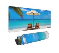 BWCMFCWH White Beach Tropical Sea Full Width Single-Sided Printed Oversized Keyboard Pad For Office Games And Learning, Suitable For Desktop Computers And Laptops