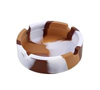 BWD AshTray Silicone Mould Colour Swirl White Brown Round Shape Cigarette Ash Tray Holder Tobacco Indoor Outdoor Pubs Bars Use