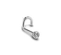 BWDHJLEY 1Pcs Small Nose Rings Silver Curved Shaped with Cubic Zirconia | F136 Titanium Nose Ring Studs Piercing Jewelry for Women Comfort Fit Design