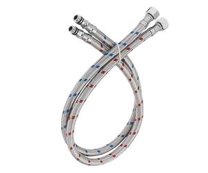 BWE 40-Inch Bathroom Kitchen Faucet Long Connector Braided Stainless Steel Supply Hose 3/8-Inch Female Compression Thread x M10 Male Connector, x 2 Pcs (1 Pair)