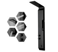 BWE Shower Panel Tower with Rainfall Shower Head Matte Black 304 Stainless Steel Multi Function Morden Shower System with Large Area Body Jet Massage and Handheld Shower, Tub Spout