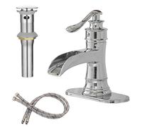 BWE Waterfall Bathroom Sink Faucets Single Handle Hole Lever Faucet Chrome