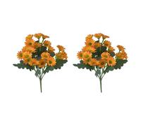 BWEFBY 2pcs Artificial Sunset Mums, Simulated Flower Home Decoration Vase Flower Arrangement, UV Resistant, Waterproof, Windproof, Fake Flowers for Festive Vibes Decoration Wedding Flowers (E)