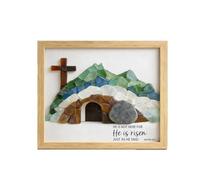 BWEFBY Sea Glass Empty Tomb Resurrection Wall Art, Well Crafted Easter Decorations for The Home, Esurrection Scene Decor Nativity Set Easy Install Easy to Use