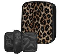 BWEGRHE Crochet Hook Case Organizer, Large Capacity Crochet Storage Bag with Zipper & Mesh Pocket for Crochet Hooks, Knitting Needles & Accessories, Wild Leopards Knitting Organizer for Travel